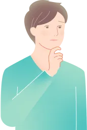 お墓参りに不安を持つ40代男性のイラスト