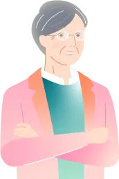 災害時のお墓を心配する60代男性のイラスト