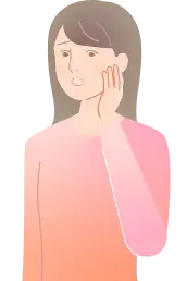 お墓の管理に悩む40代女性のイラスト