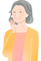お墓の購入に不安を持つ70代女性のイラスト